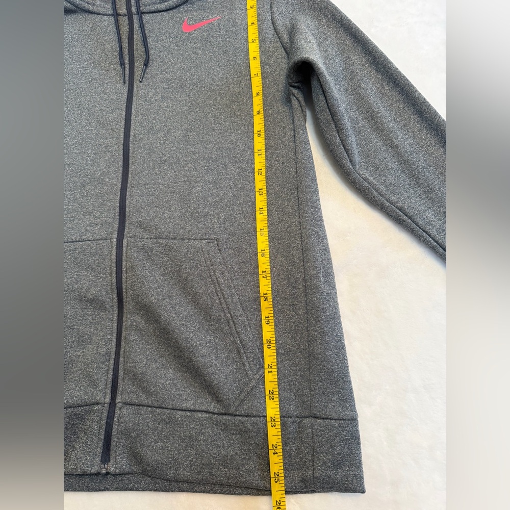 Nike Size M Dri-FIT Full Zip Hoodie Gray with Pink Swoosh Athletic Sweatshirt - Picture 7 of 13